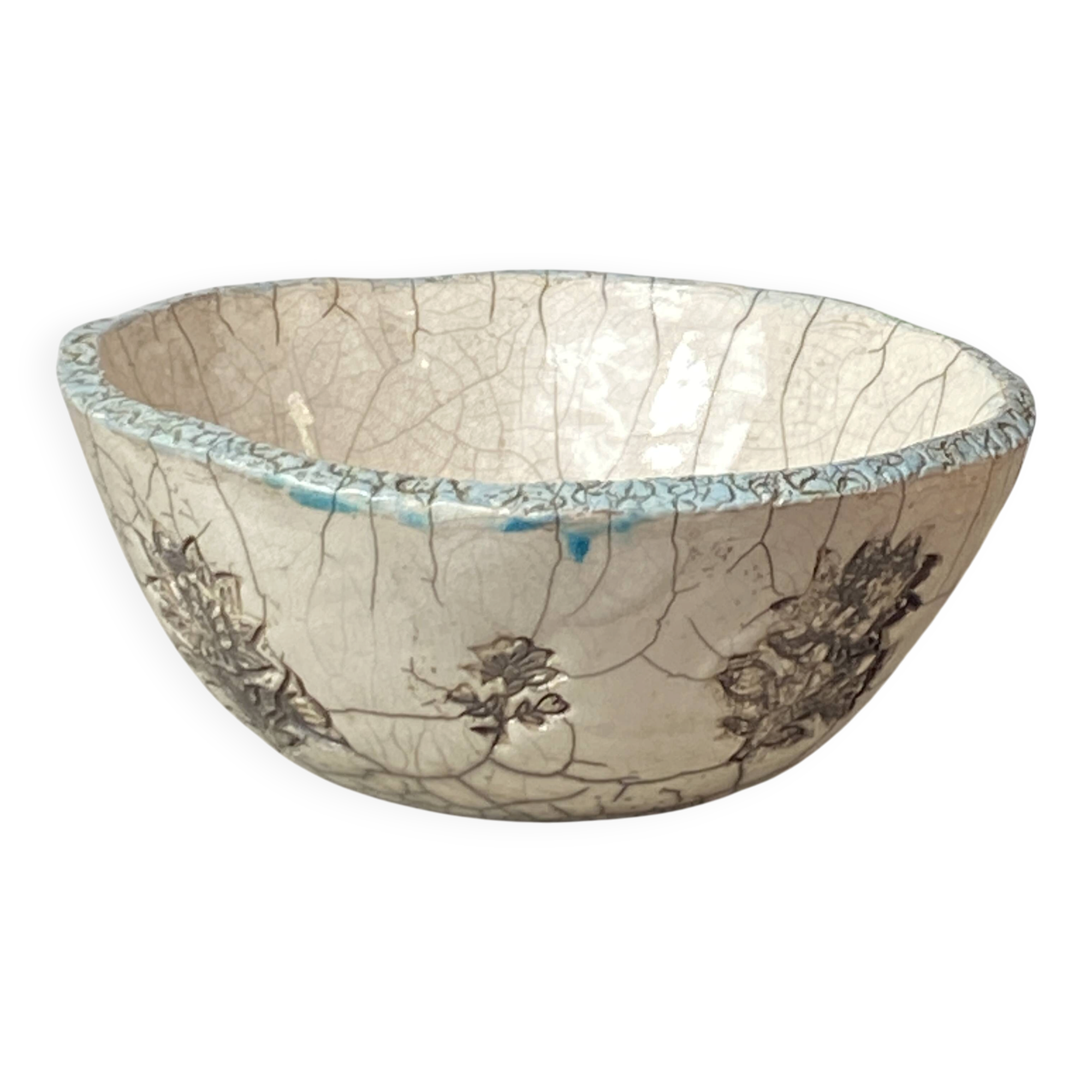 Raku ceramic salad bowl