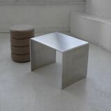 Minimalist brushed aluminum side table