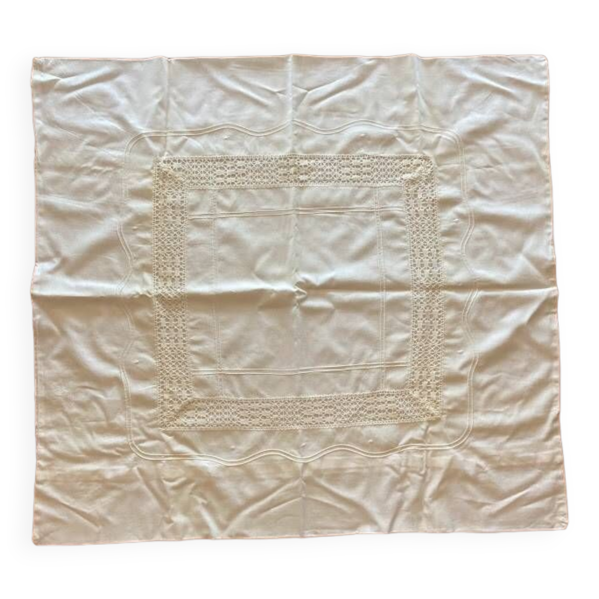 Taie d’oreiller ancienne brodée 71 x 76cm