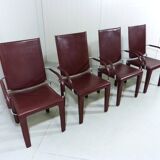 Chaises Arcadia en cuir Arper Italie années 1980, set de 4