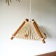 Scandinavian pendant light in wood and wool made in the GDR 60s-70s