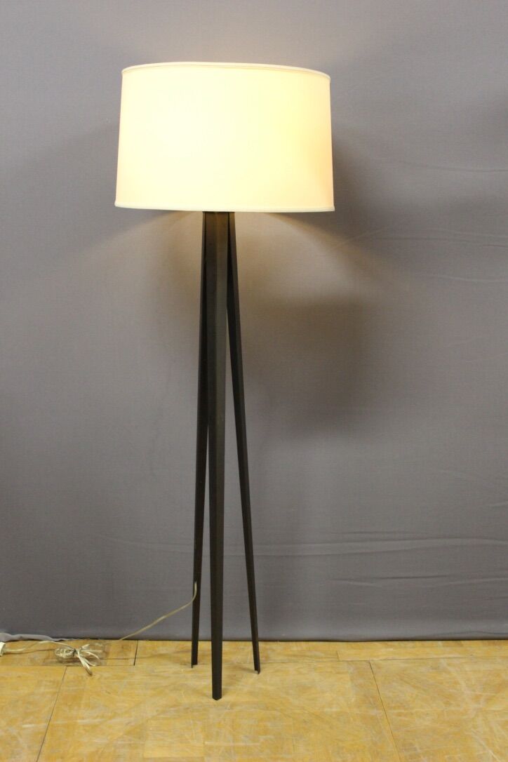 Floor lamp in black lacquered steel around 1980