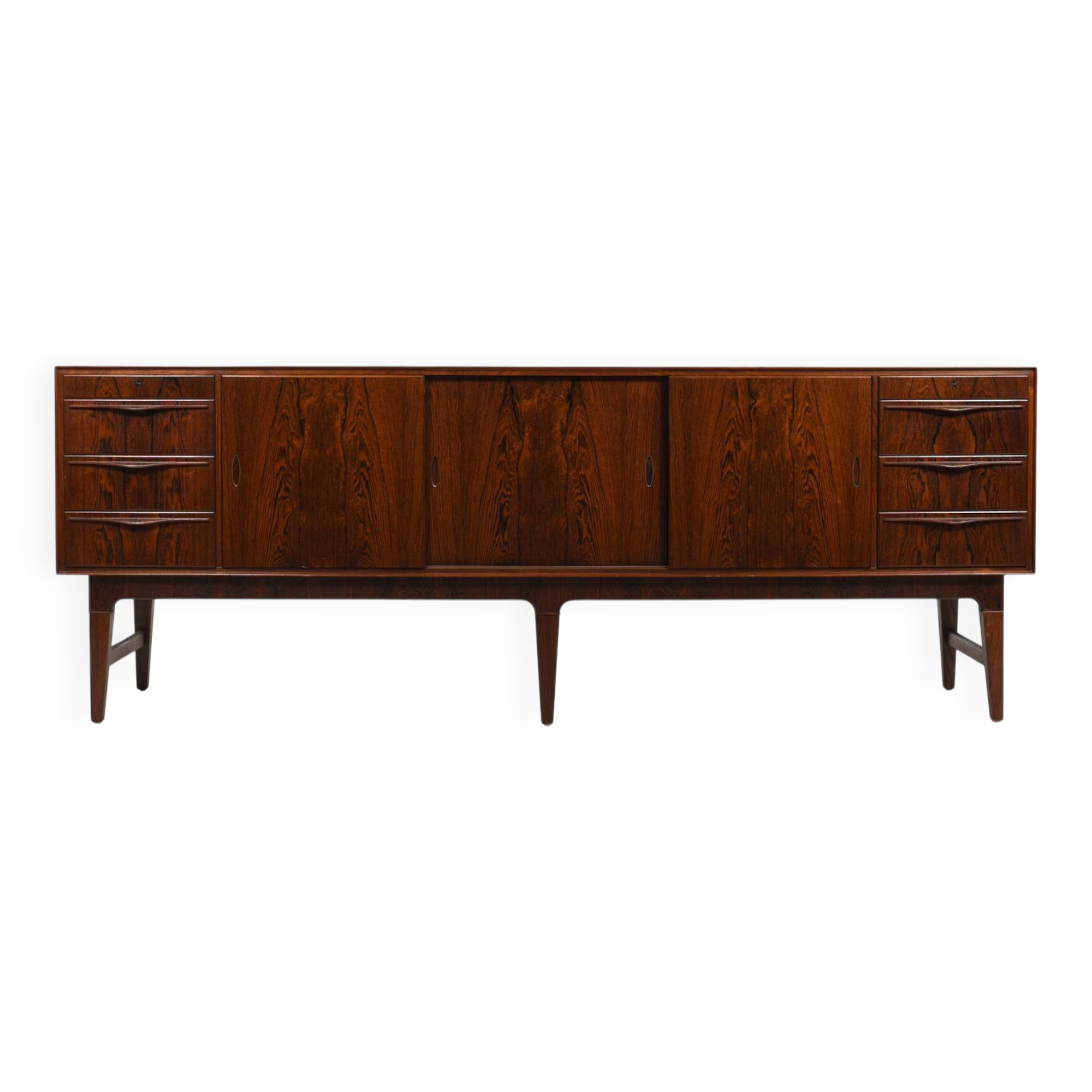 High Quality Danish Sideboard with Brass Handle Inlays 1950s