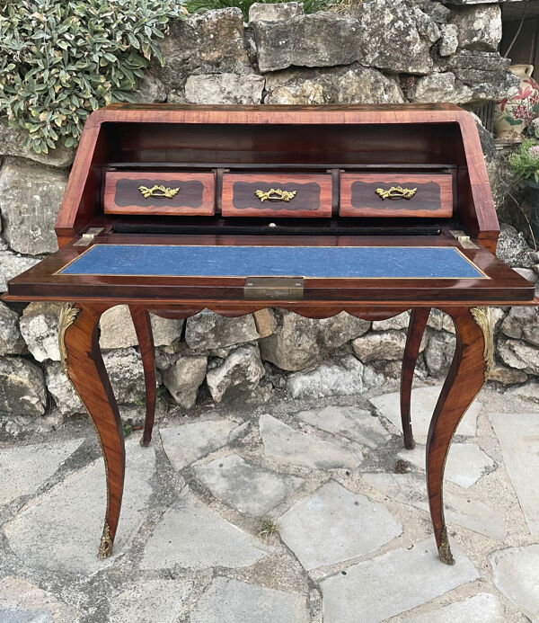Petit bureau de pente Napoléon III en Marqueterie
