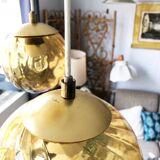 Vintage smoked glass pendant light, Parscot circa 1970.