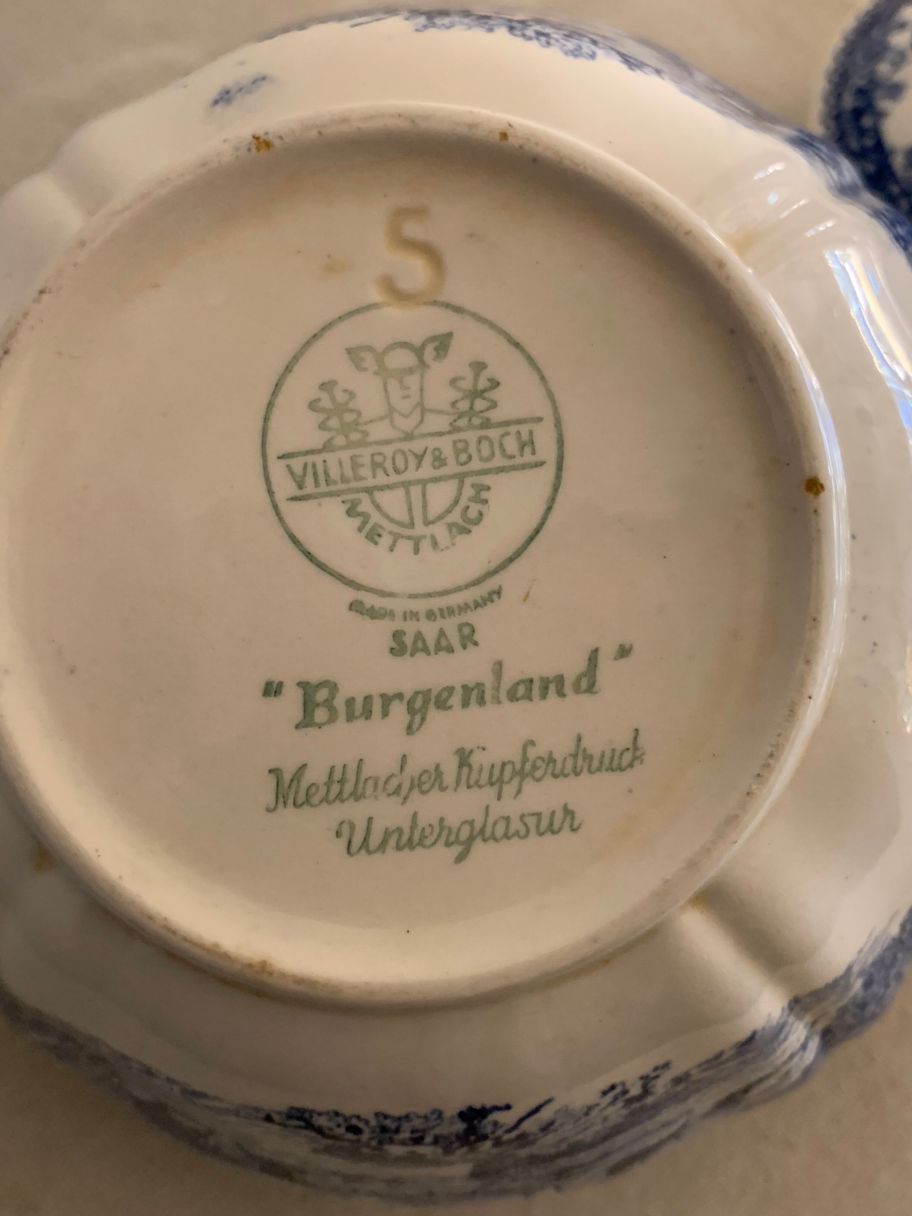 Old teapot with blue and white lid Villeroy and Boch Burgenland