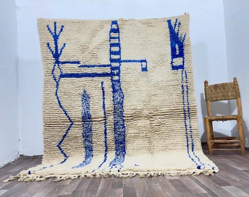 Handmade traditional natural wool rug size 3/4 m