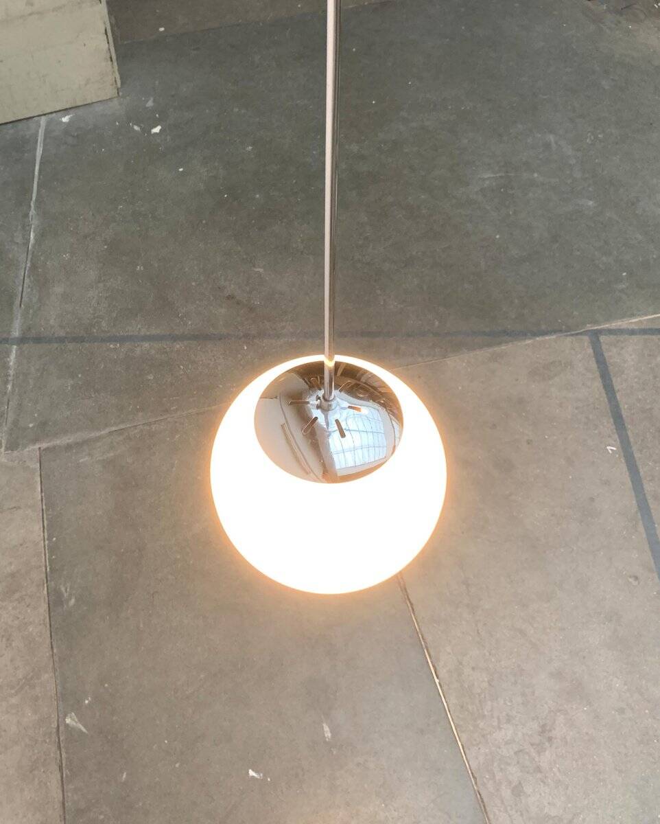 Mid-Century German Glass and Metal Ball Pendant
