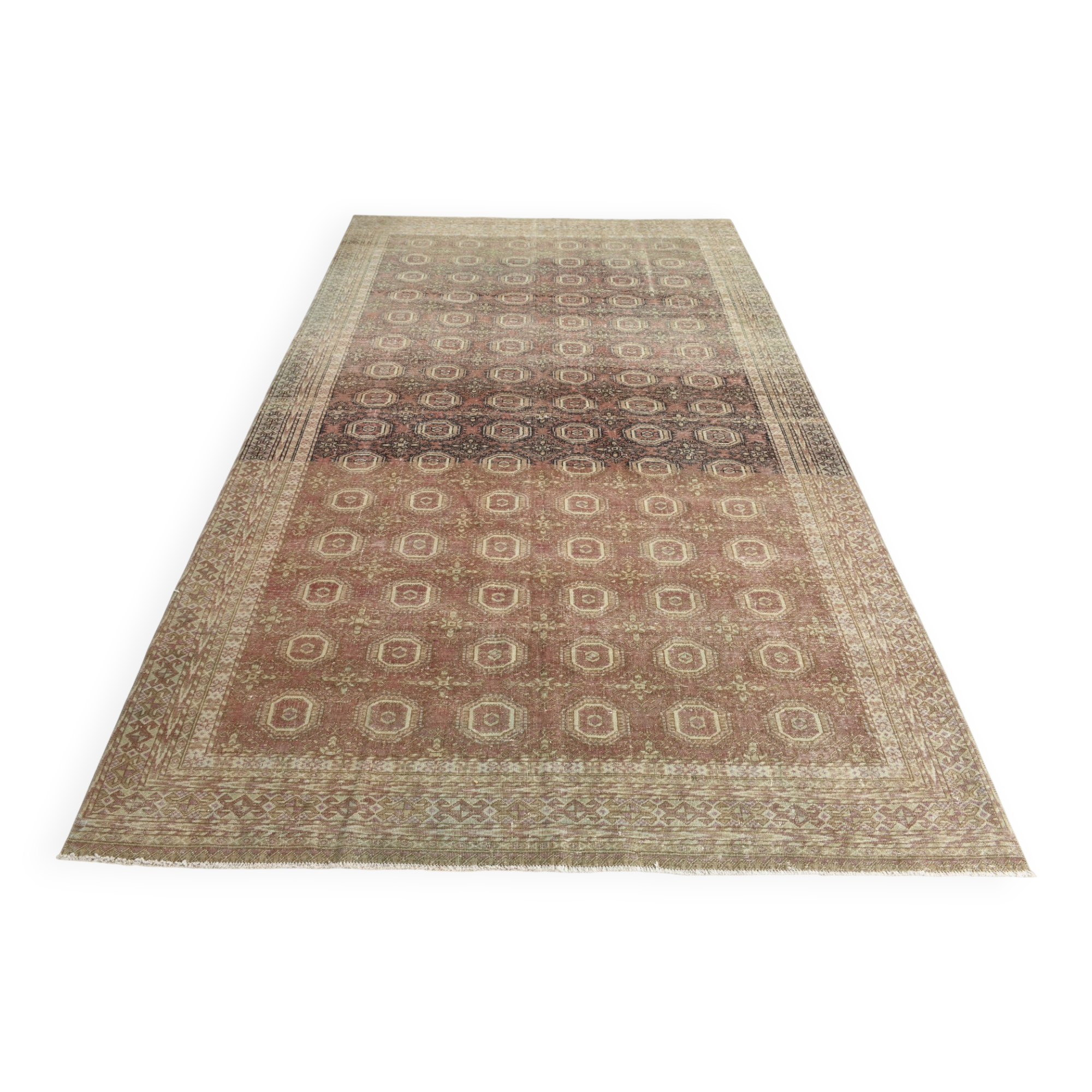 6x10 Sand Beige Hand Woven Persian Vintage Rug, 178x293 Cm