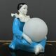 Mid-century Italian Pierrot table lamp in blue ceramic, 1960s.