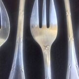 12 Christofle Dessert Forks Mle Crossed Ribbons Silver-Plated Metal