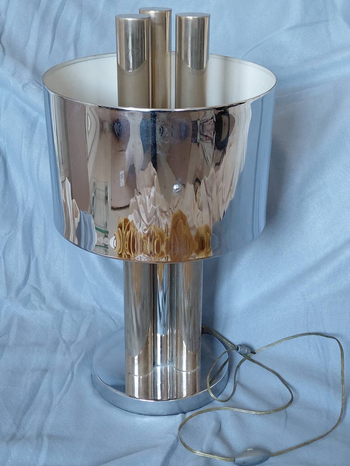 Vintage 1970s metal tubular lamp