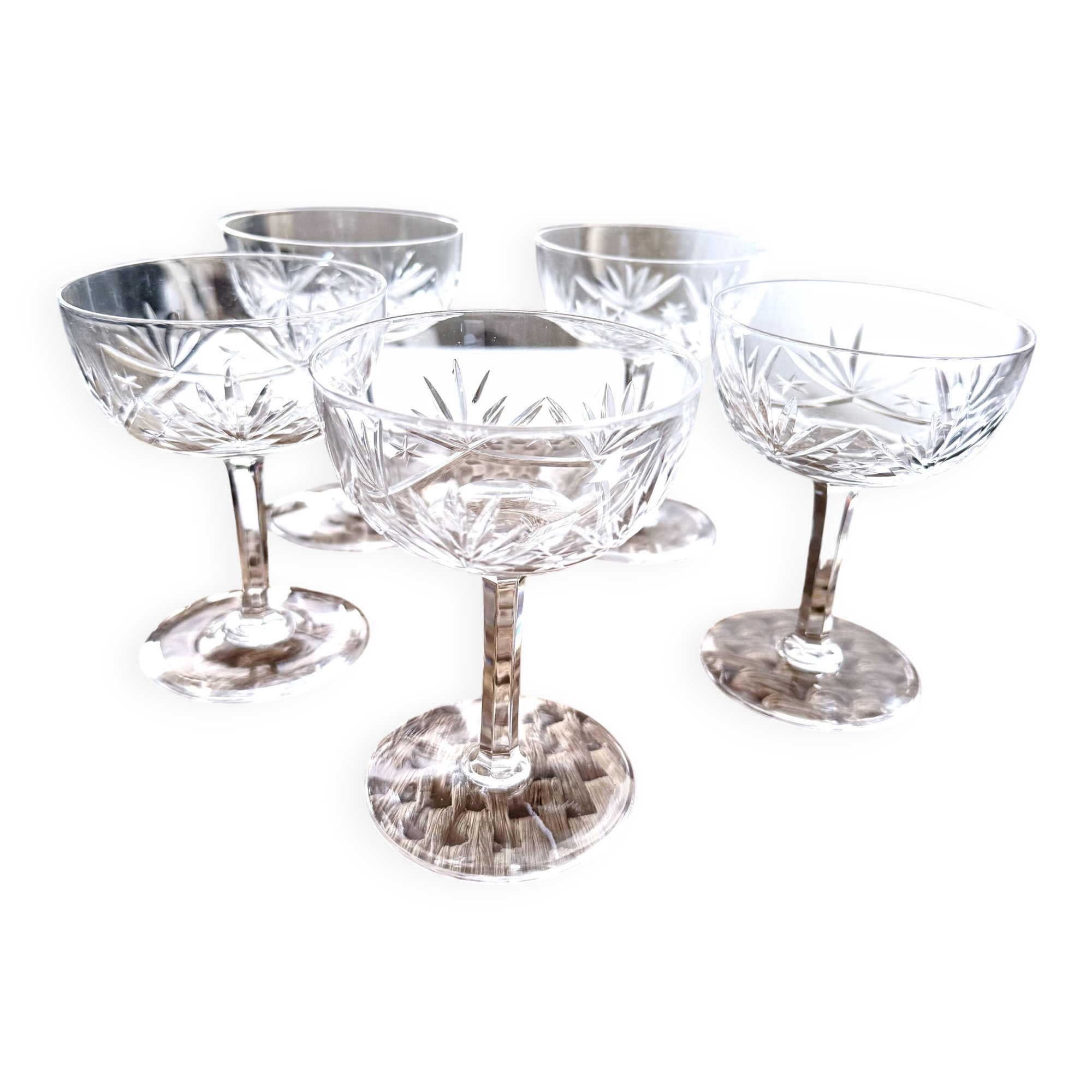 5 cut crystal champagne coupes