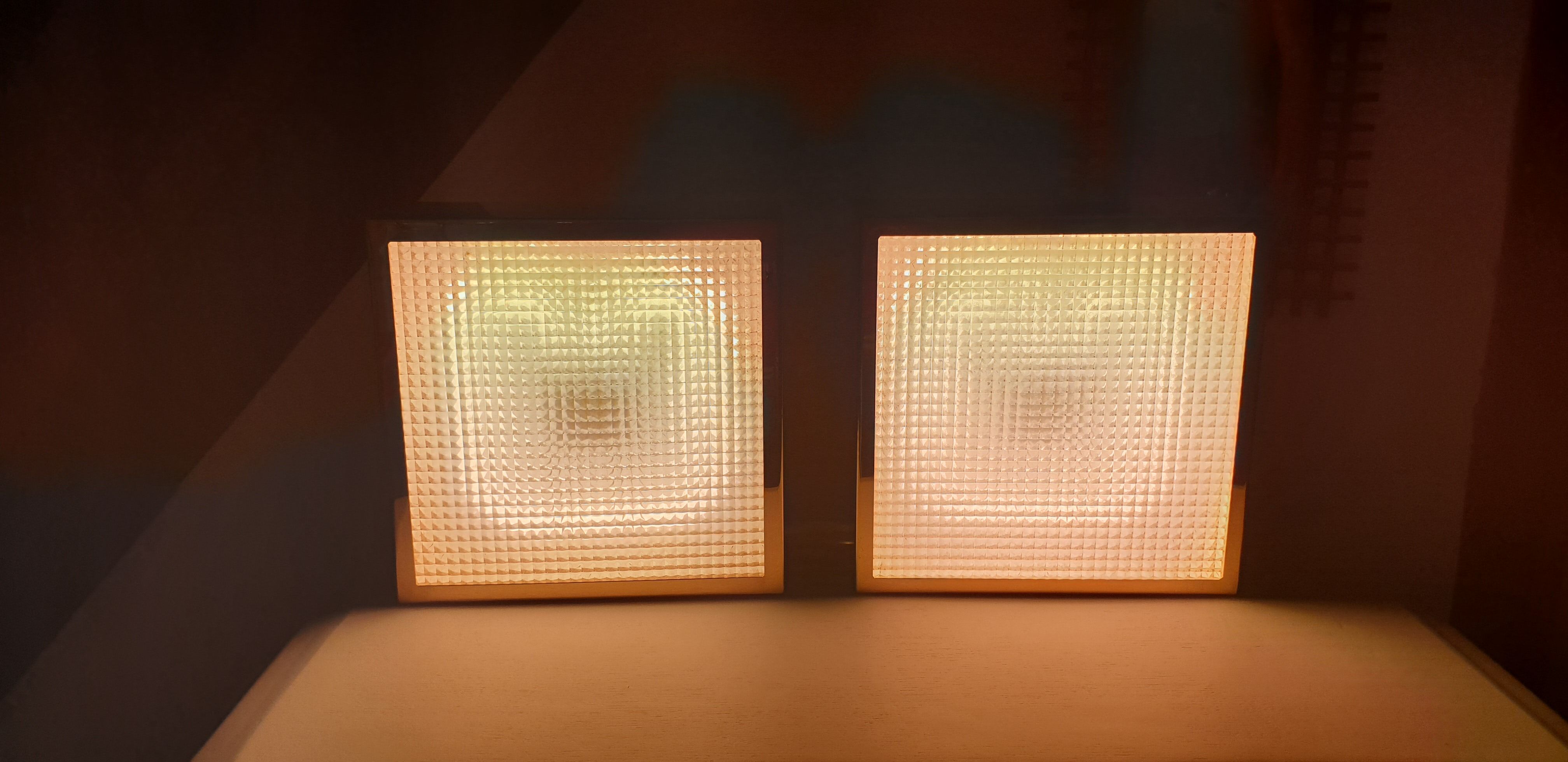 Pair of gold square wall light