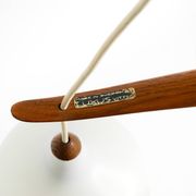 Pendant lamp with opal glass shades teak frame by Uno & Östen Kristiansson
