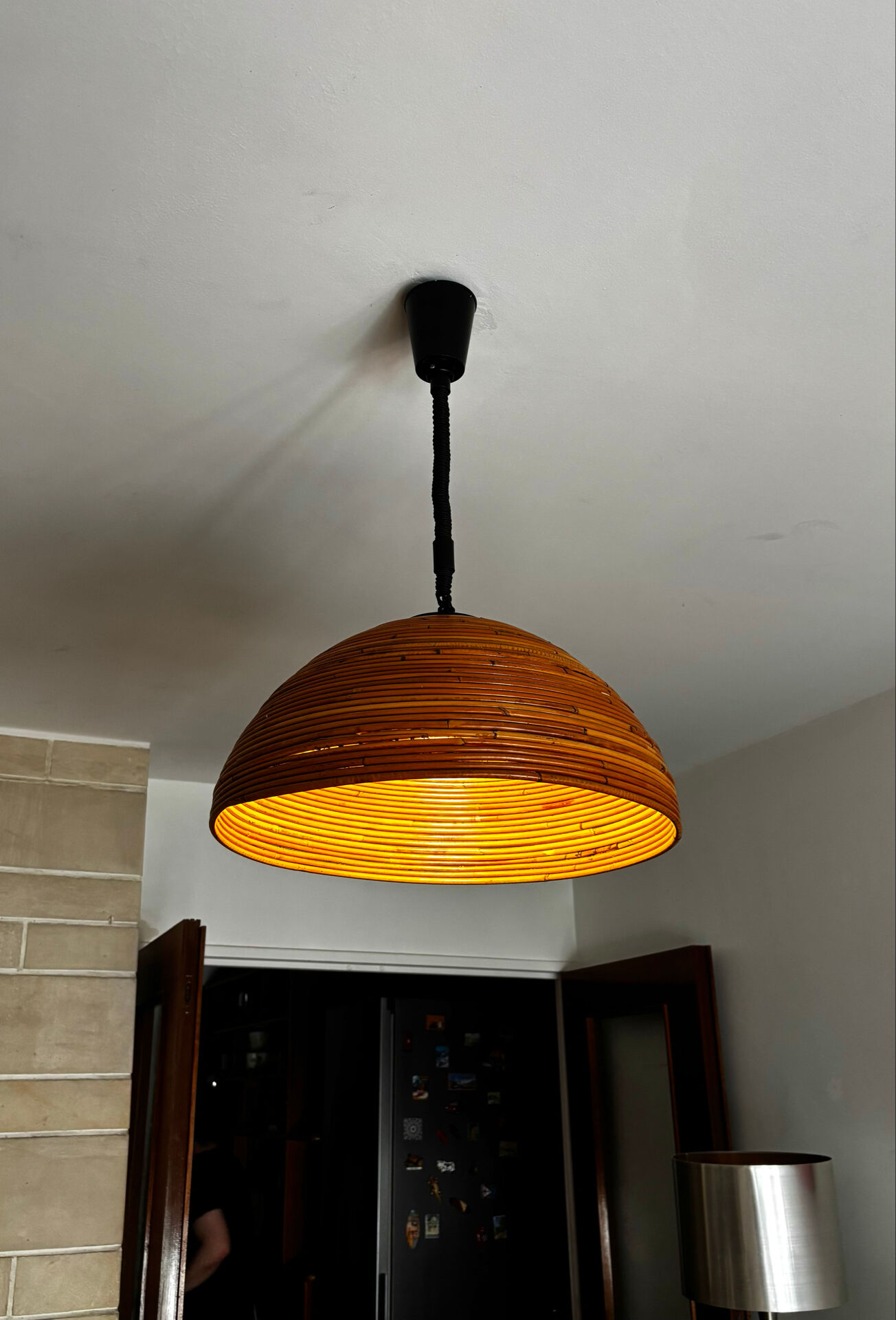 Large rattan pendant light from the 1970s.