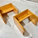 Set of 2 pine stools model "les Arcs"