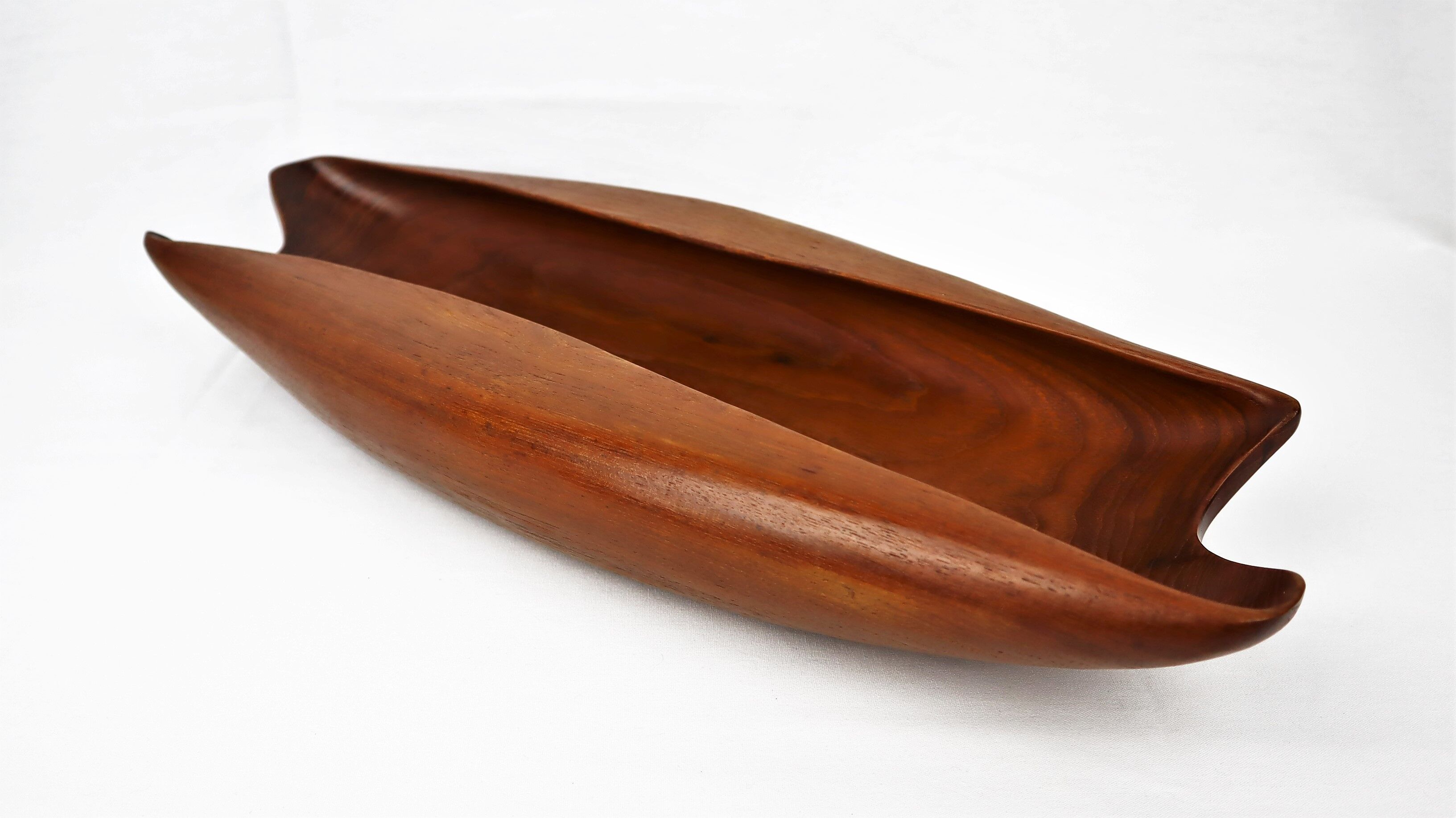 Scandinavian cut in vintage carved teak 1960