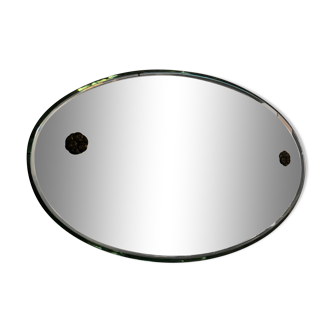 Vintage 1940 oval bevelled mirror - 44 x 27 cm