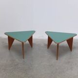 Unique pair of triangular coffee or side tables, 1960s