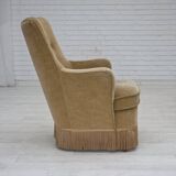 1970s, Danish armchair., original light green furniture velour.