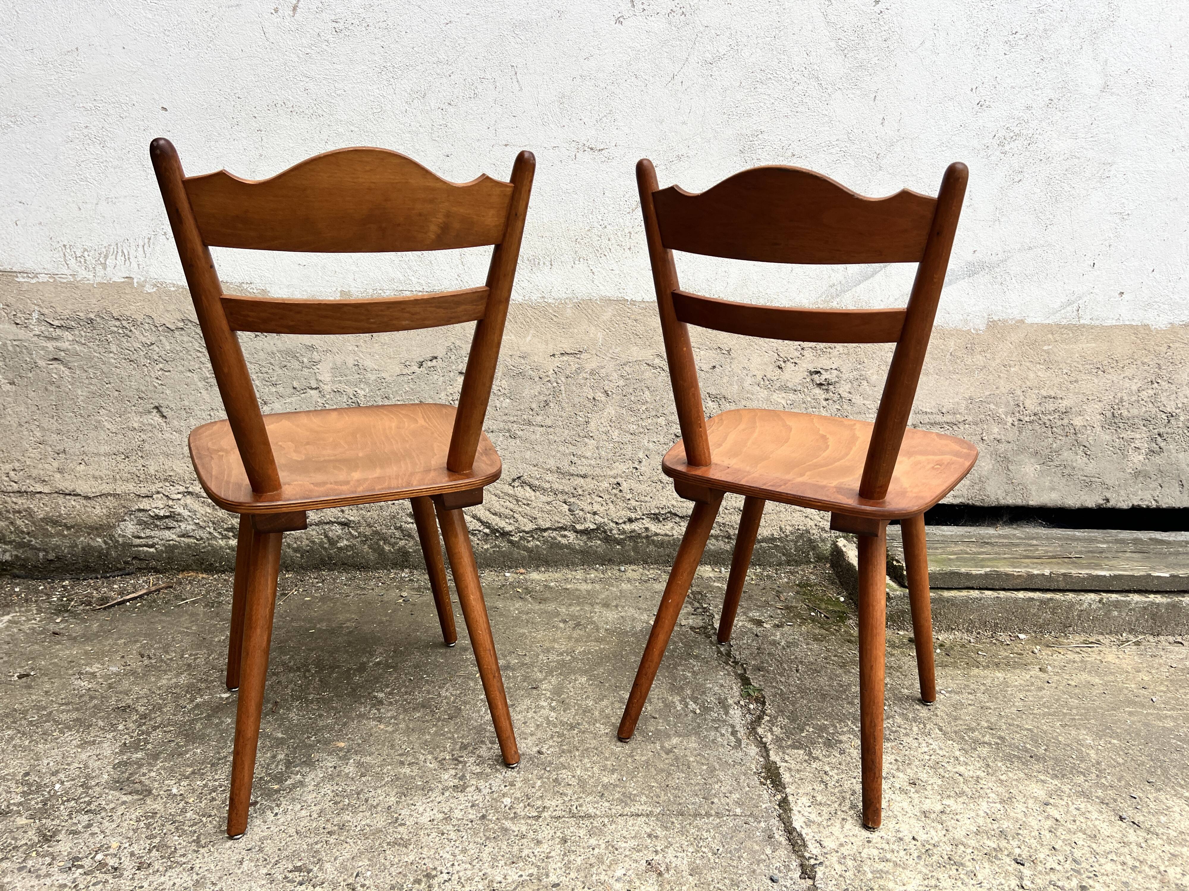 Set of 4 vintage beech bistro chairs – compass legs
