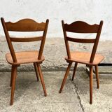 Set of 4 vintage beech bistro chairs – compass legs