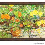 Oil painting by Alexander Michael – Begonias and geraniums, 1980