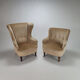 Set of 3 mid century design chairs and sofa, velours, 1950s