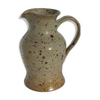 Pitcher sandstone pyrity artisanal beige signed, height 21.5