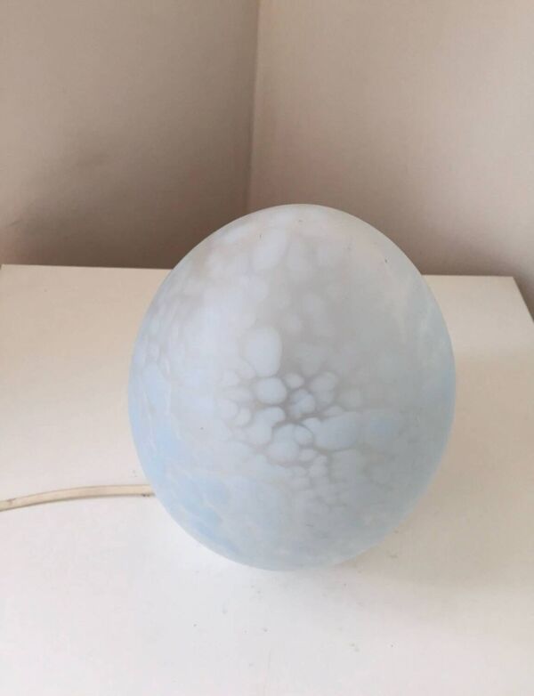 Lampe œuf Domec Luminaire vintage Verre de Vianne Moucheté Oeuf