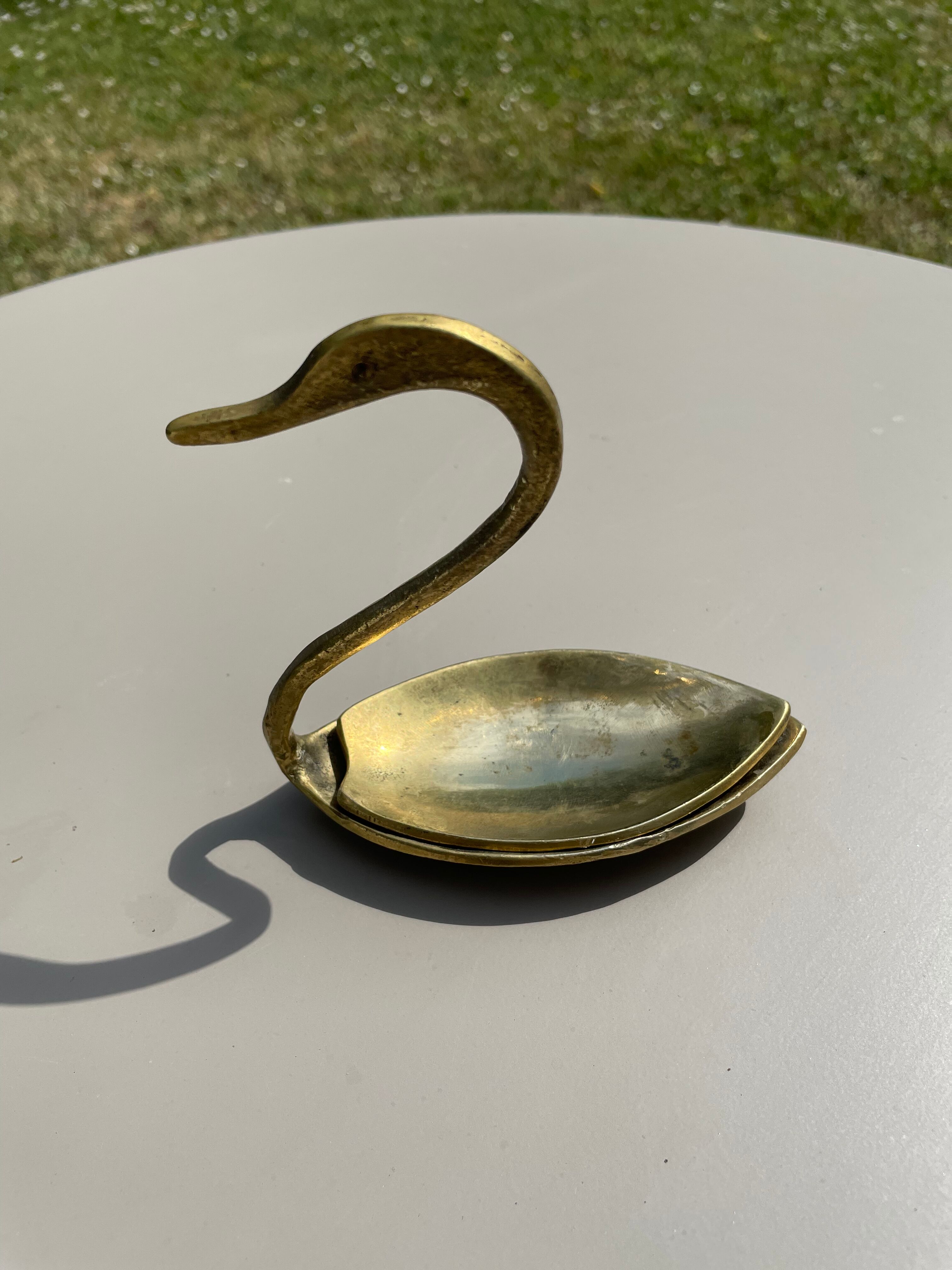 Empty pocket in the shape of a swan Brass Vintage Year 60