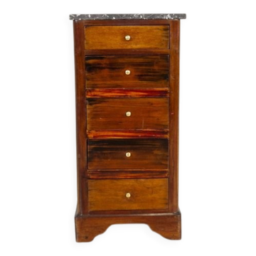 Small Biedermeier Mahogany Wood & Veneer Dresser with Marble Top, 1930s