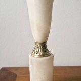 Neo-Empire style table lamp in alabaster and brass - V-shaped tulip shade