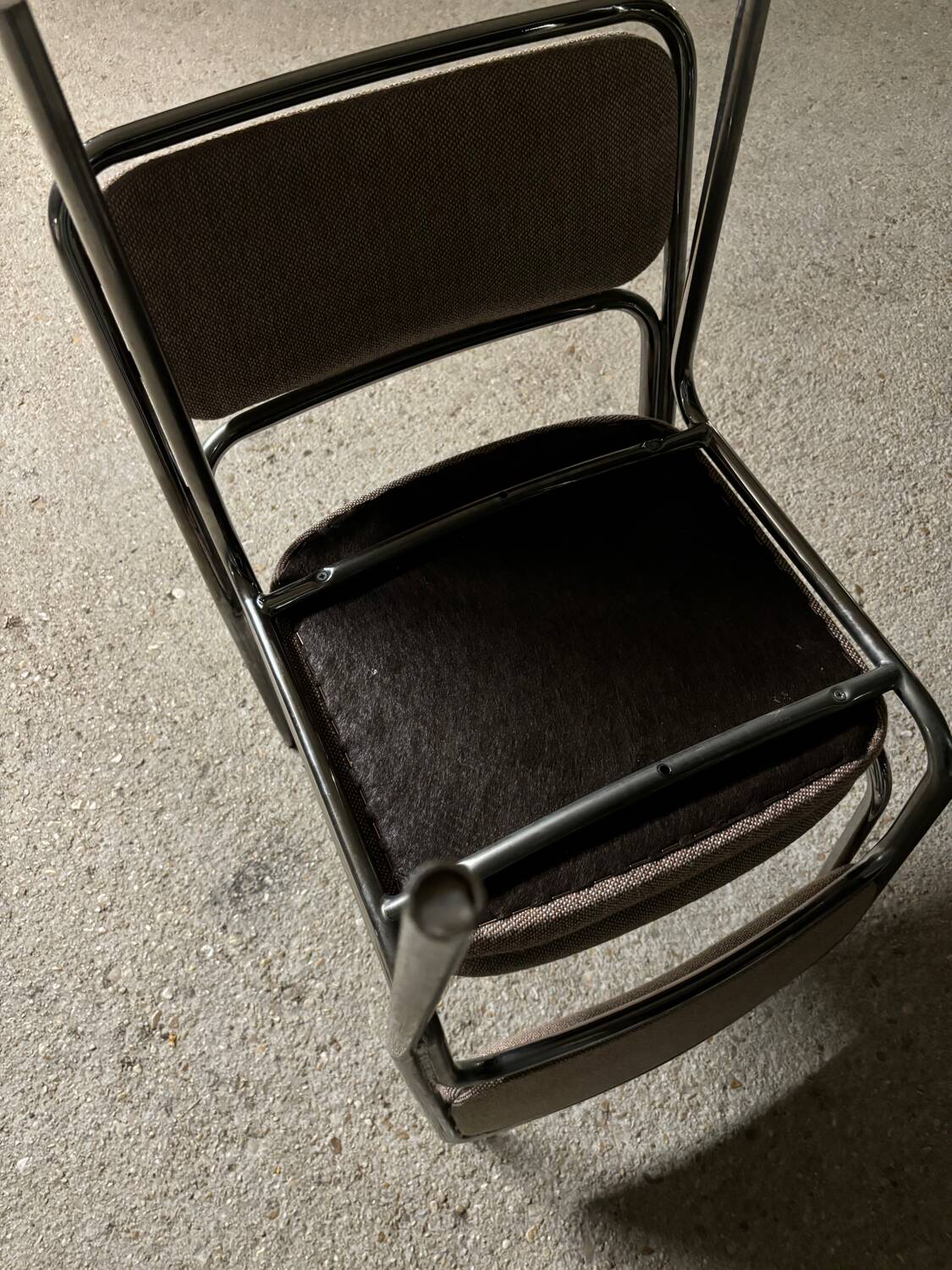 1970s designer chairs in metal and fabric
