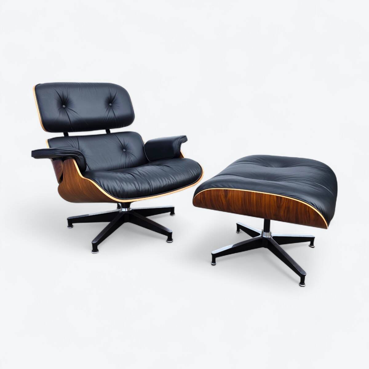 Black & Santos Herman Miller Original Eames Lounge Chair & Ottoman