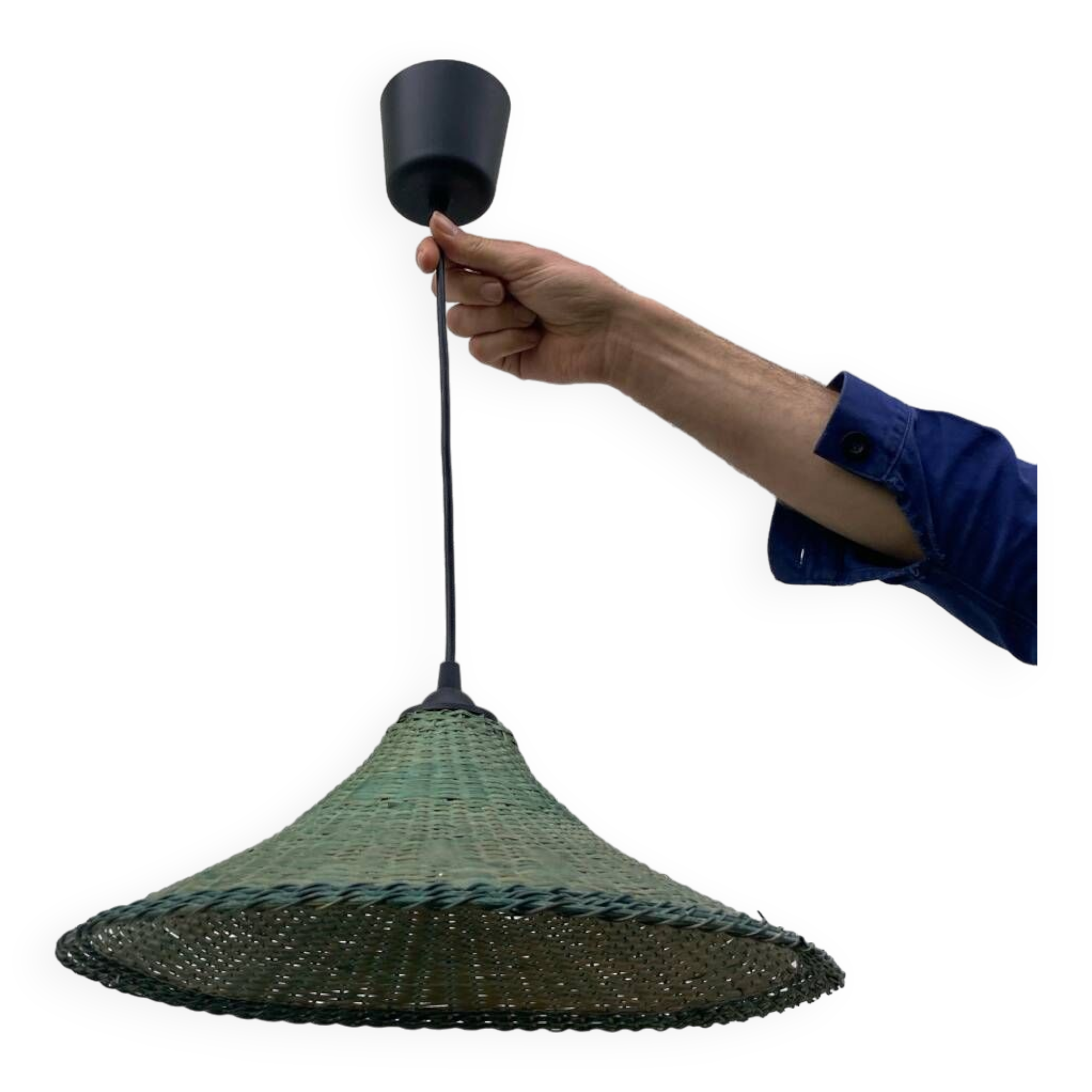 Green rattan pendant light