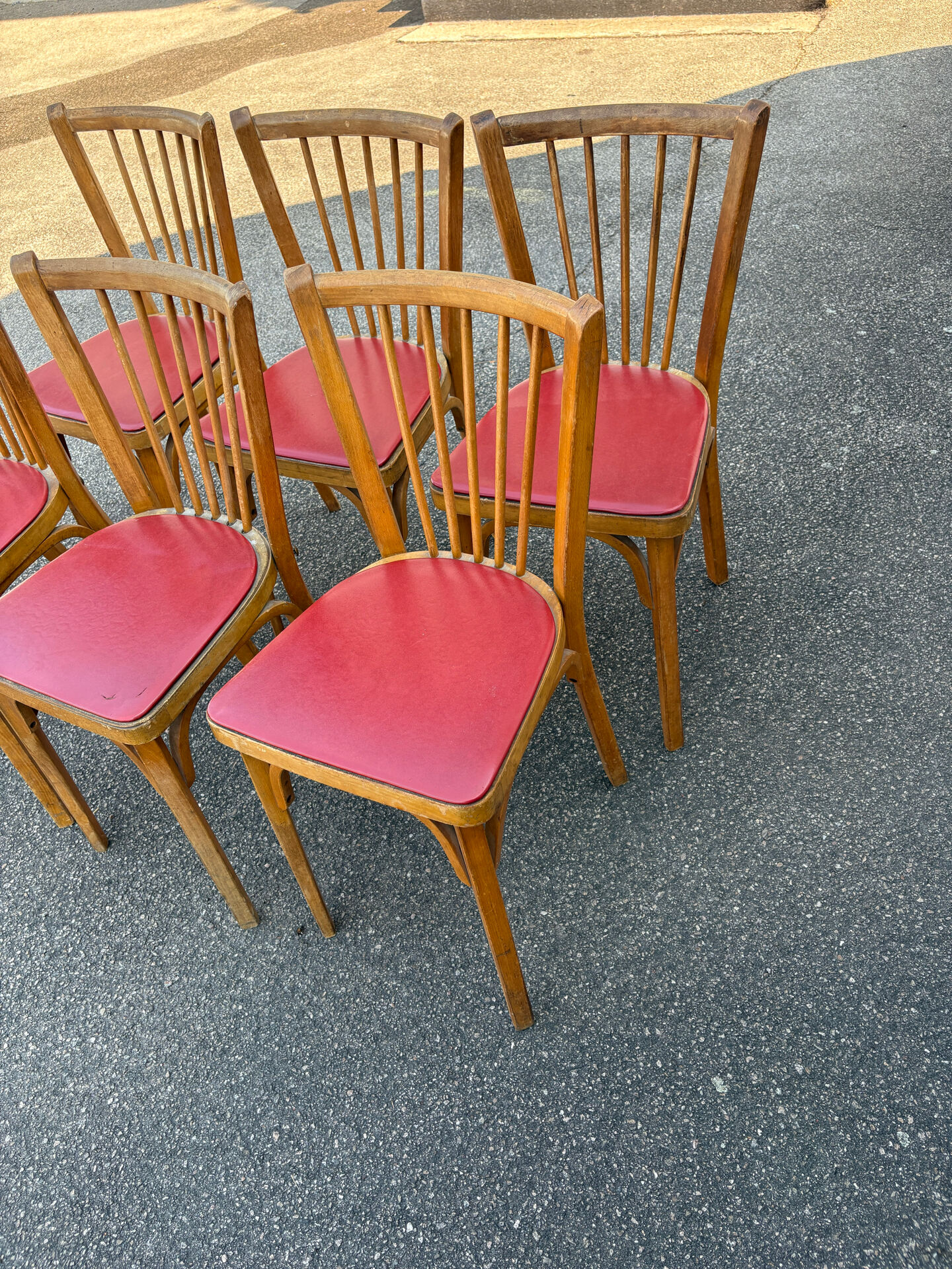 6 chaises baumann bistrot simili rouge