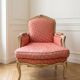 Pair of Louis XV cabriolet armchairs in wood and pink fabric.