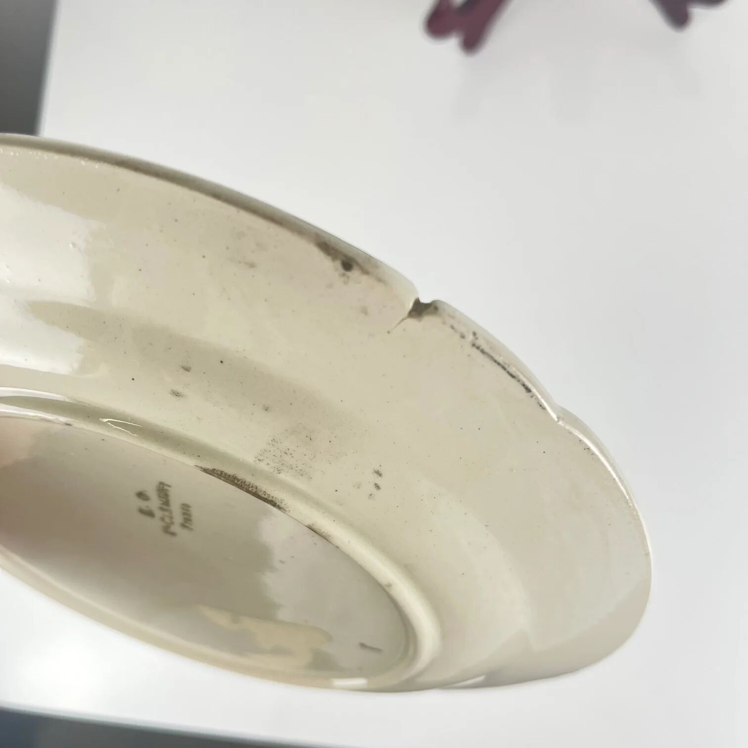 Set of 4 plates KG St Clément barbotine fruit (cherry, mirabelle, grape, pear), late 19th-early 20th century.