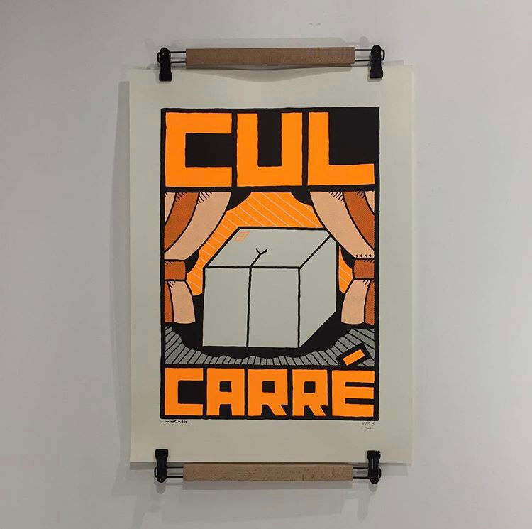 "Cul Carré" orange poster 70x50 cm handmade hand-printed numbered