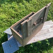 Old wooden and zinc crate, with handles. 1900, heating system