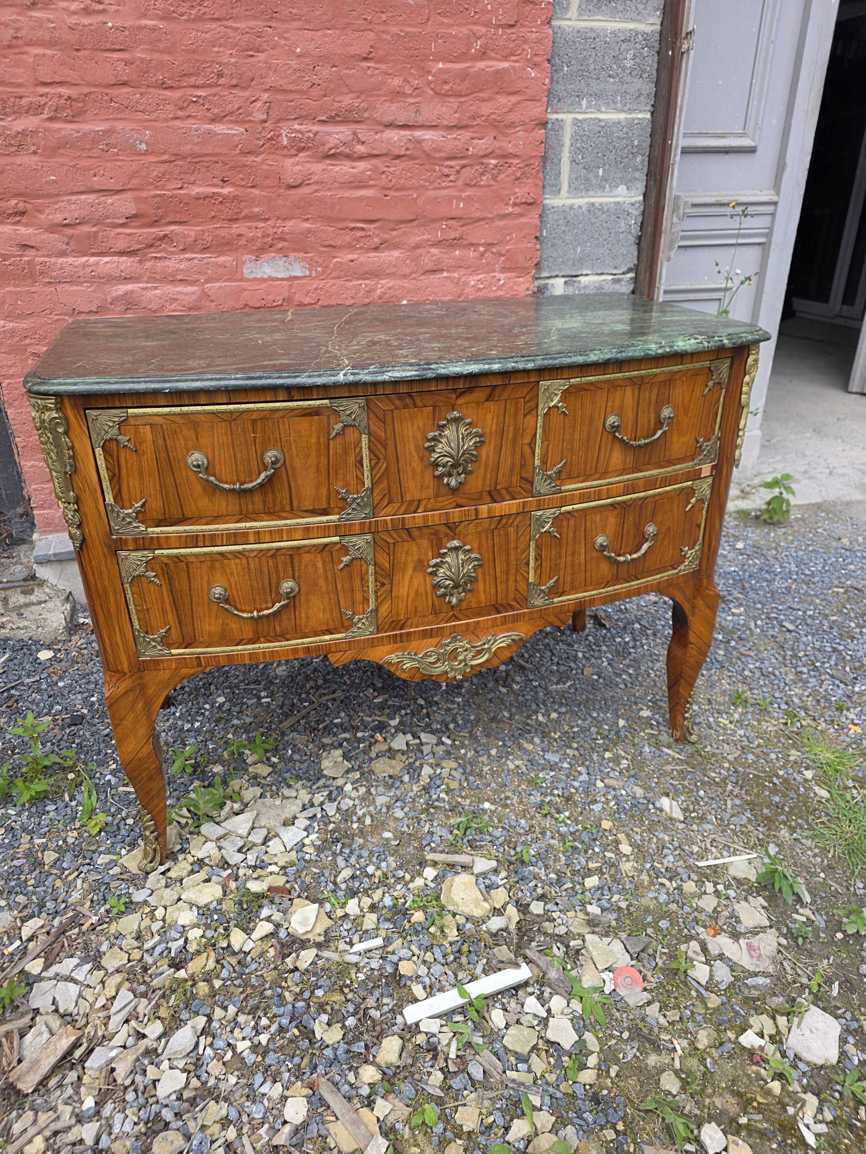 Curved Louis XV style commode in mahogany, mid-20th century.