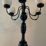 Vintage "Lamppost" in opaline and wood 6 fires