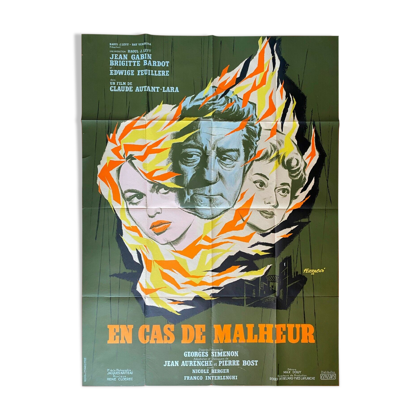 Poster "In case of misfortune" Brigitte Bardot, Jean Gabin 120x160