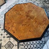 Table basse en loupe d’orme vintage 70s