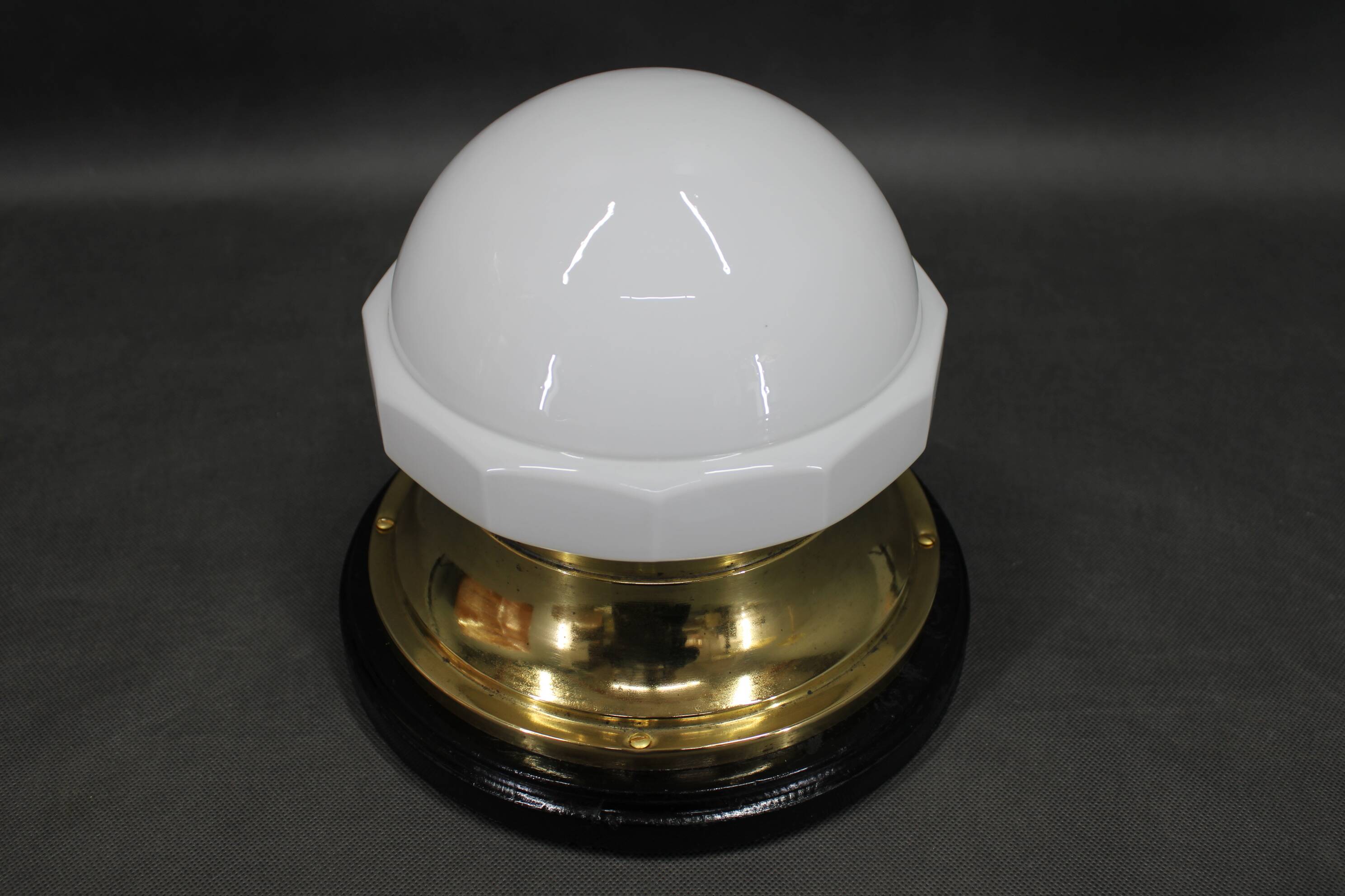 1920s Secession Brass and Glass Table lamp, Czechoslovakia