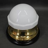 1920s Secession Brass and Glass Table lamp, Czechoslovakia