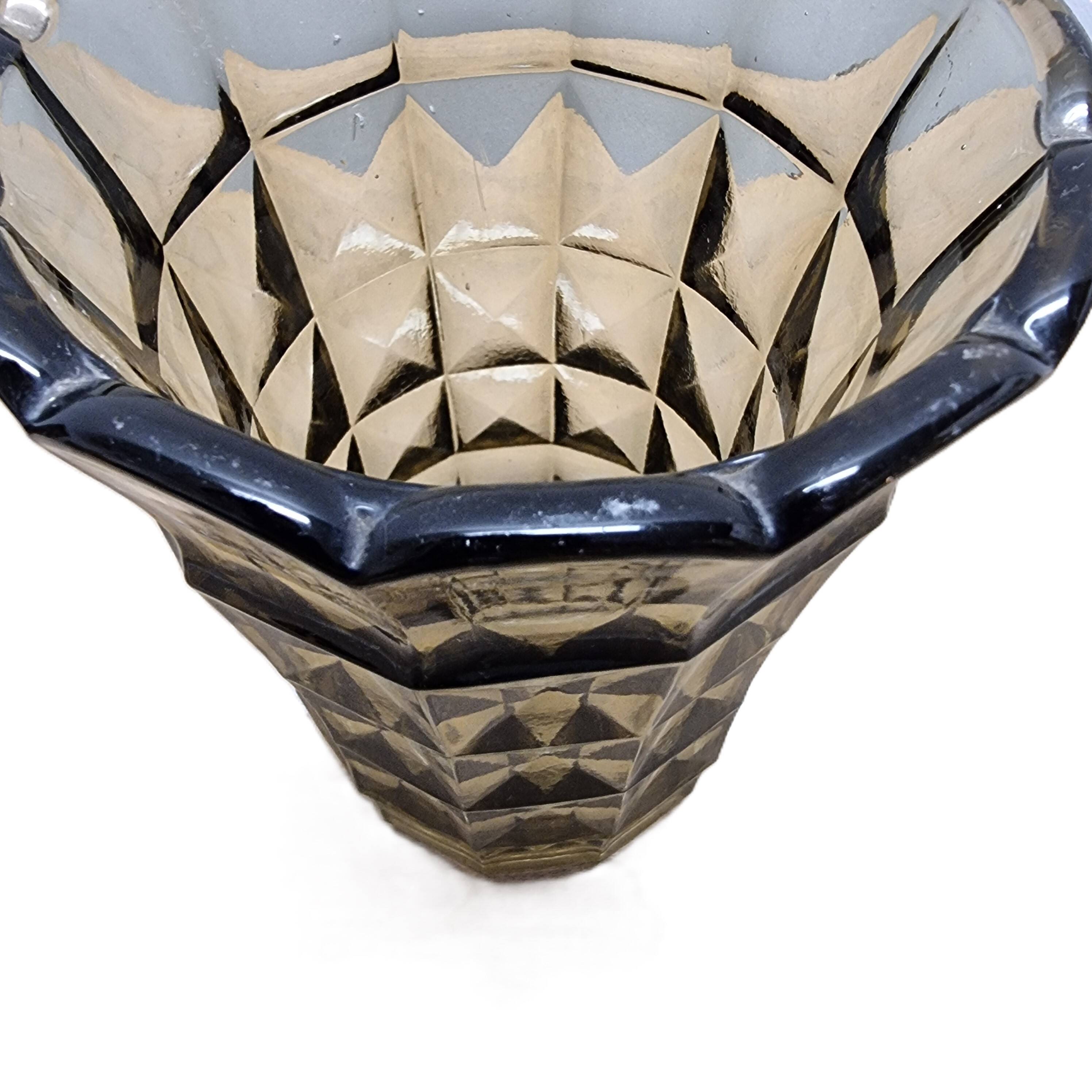 Art Deco Smoked Glass Vase 1930s