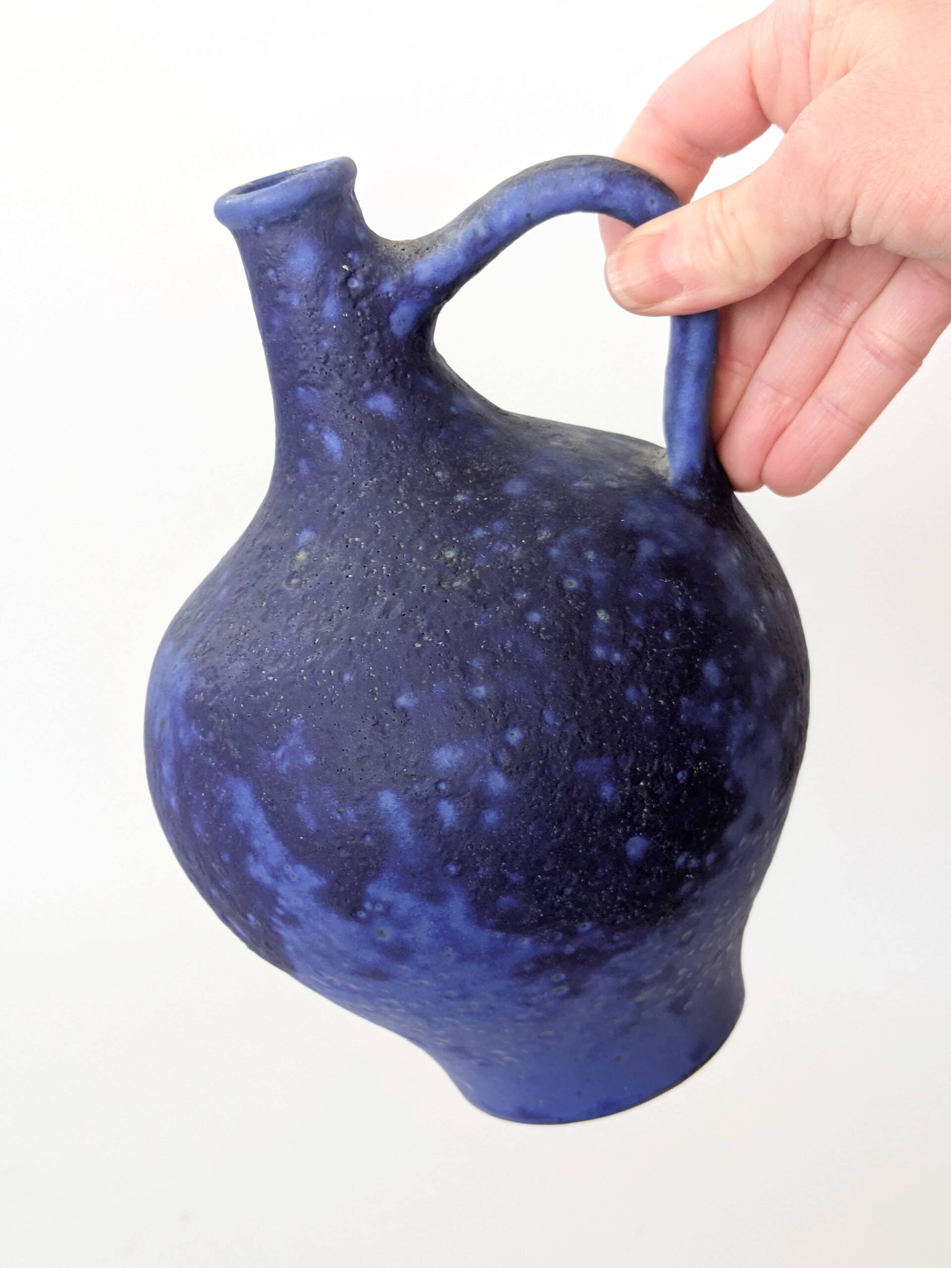 Mid-Century blue Klein vase Heyne ceramics, Germany, 1960s